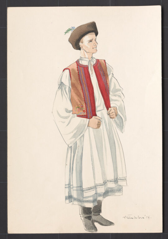 Kresba – mládenec vo sviatočnom odeve