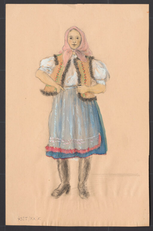 Kresba – žena v kožúšku