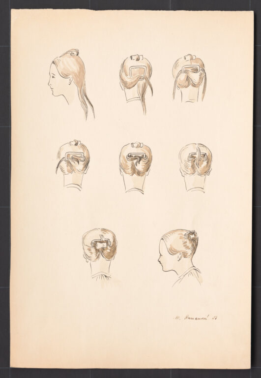 Kresba – účes ženský – postup česania