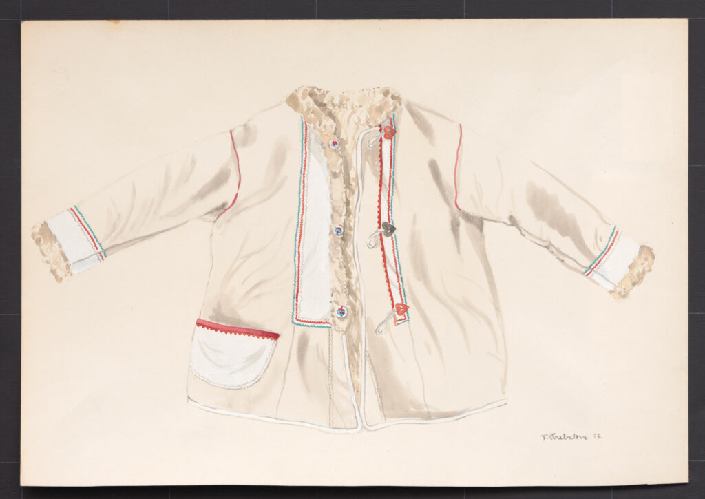 Kresba – kožuch mužský biely