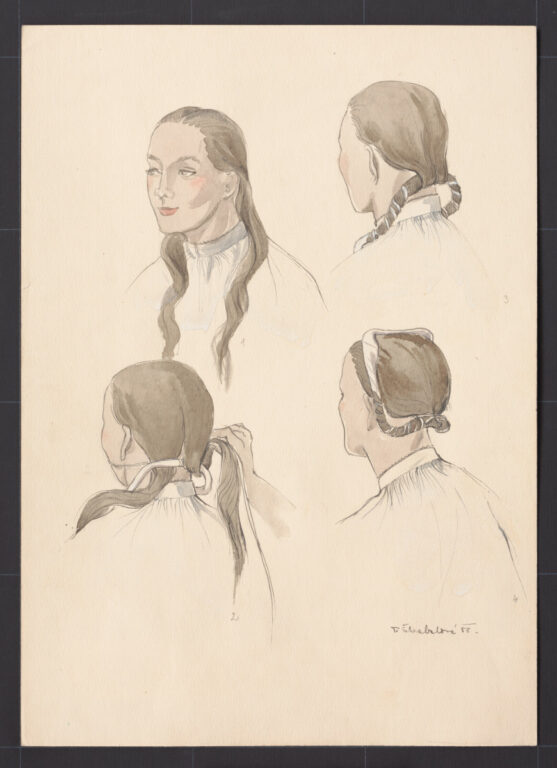 Kresba – účes ženský – postup česania