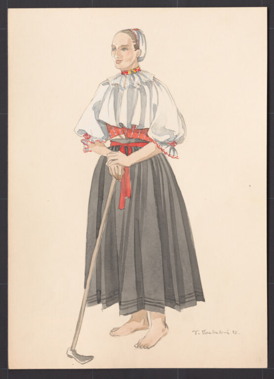 Kresba – žena v pracovnom odeve