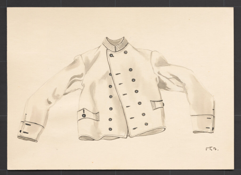 Kresba – kabát mužský súkenný biely