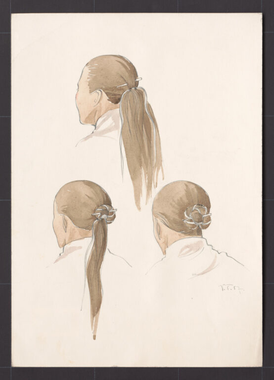 Kresba – účes vydatých žien