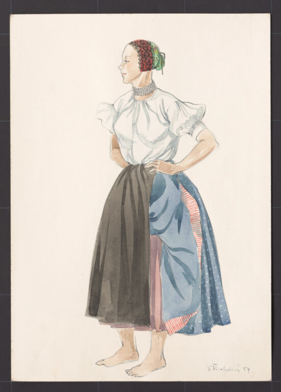 Kresba – žena v pracovnom odeve