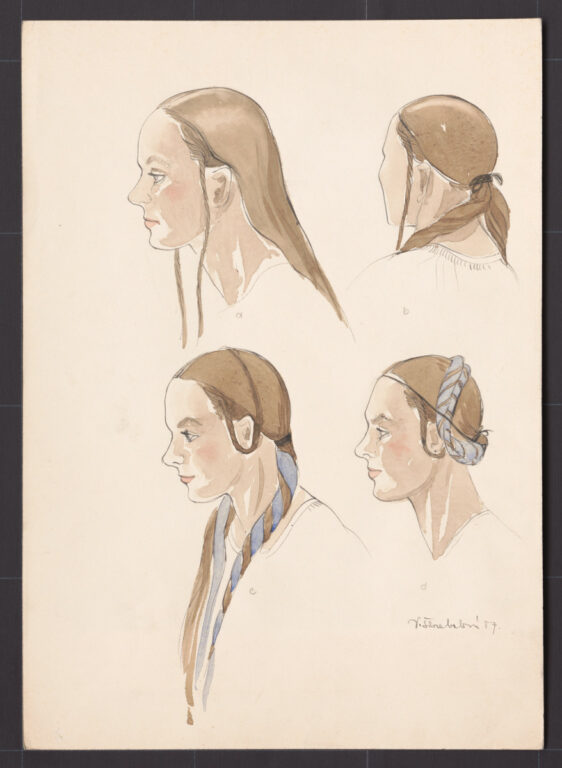 Kresba – postup česania vydatých žien