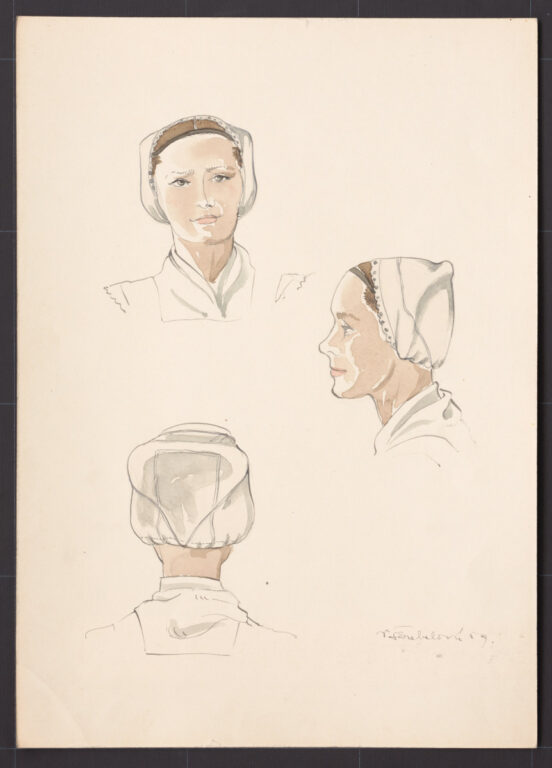 Kresba – úprava ženského pracovného čepca