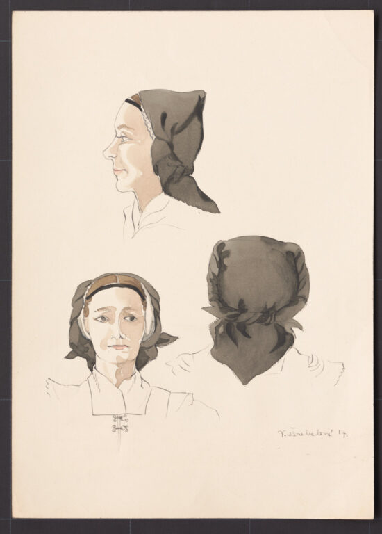 Kresba – úprava šatky na hlave