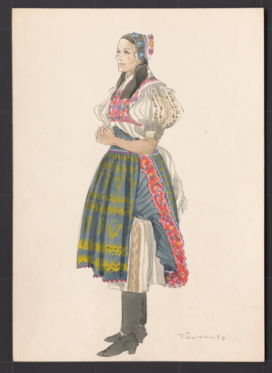 Kresba – sviatočný odev mladej ženy