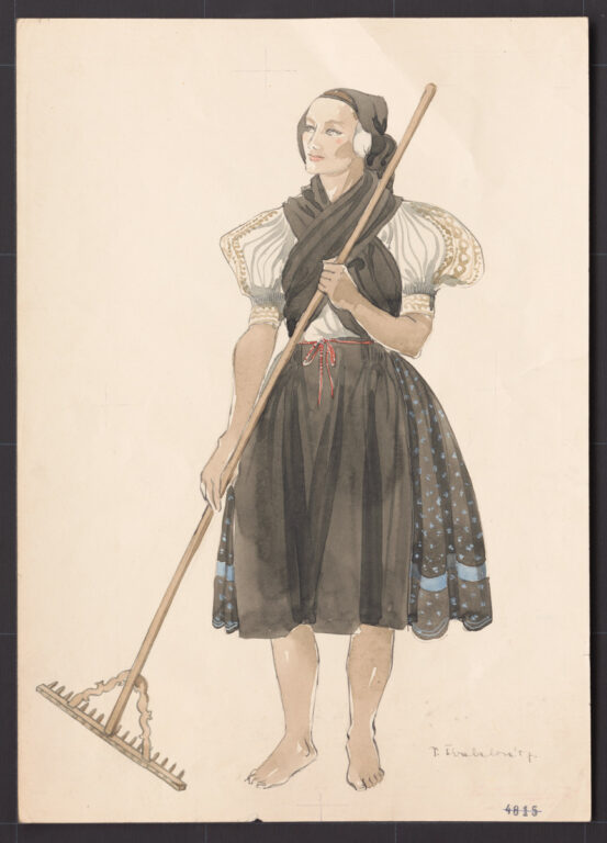 Kresba – pracovný odev starších žien