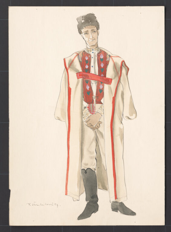 Kresba – sviatočný odev muža v zime