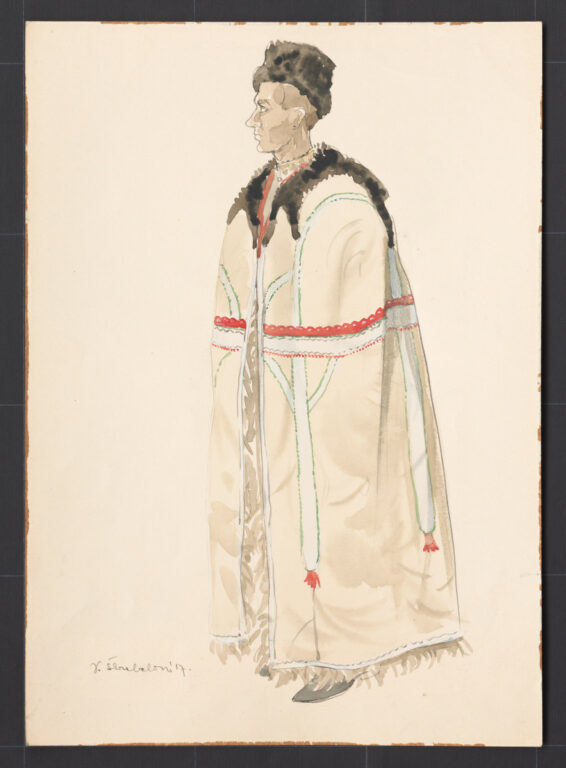 Kresba – muž v kožušinovej bunde