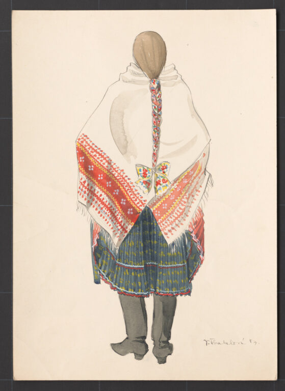 Kresba – dievča v sviatočnom odeve