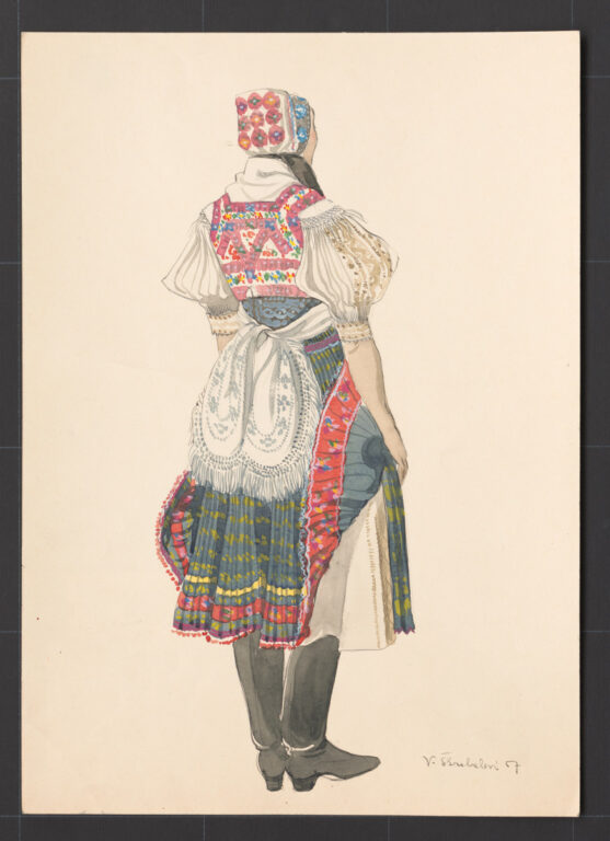 Kresba – sviatočný odev mladej ženy