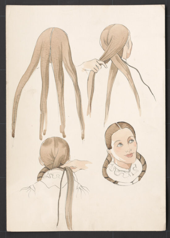 Kresba – postup česania vydatej ženy