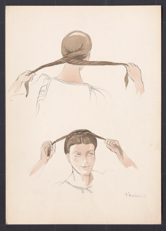 Kresba – účes ženský – postup česania