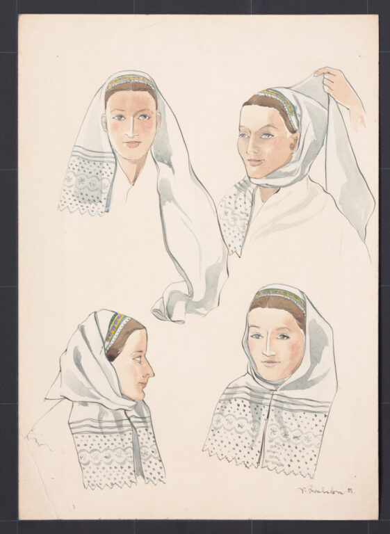 Kresba – šatka dlhá – postup viazania