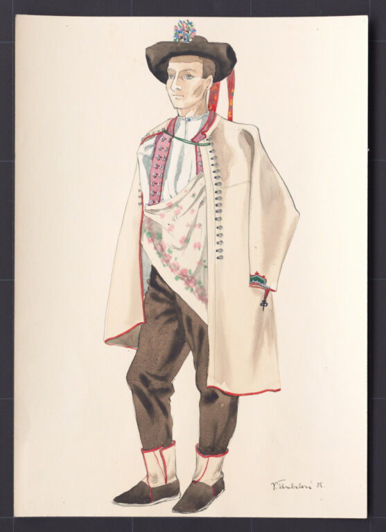 Kresba – odev ženícha v zime