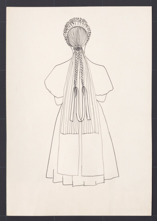 Kresba – mladucha – novšia úprava hlavy