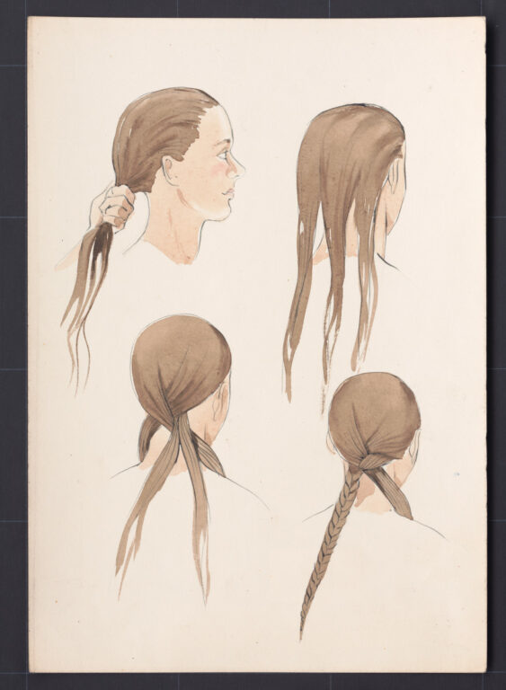 Kresba – účesu dievčenský – postup česania