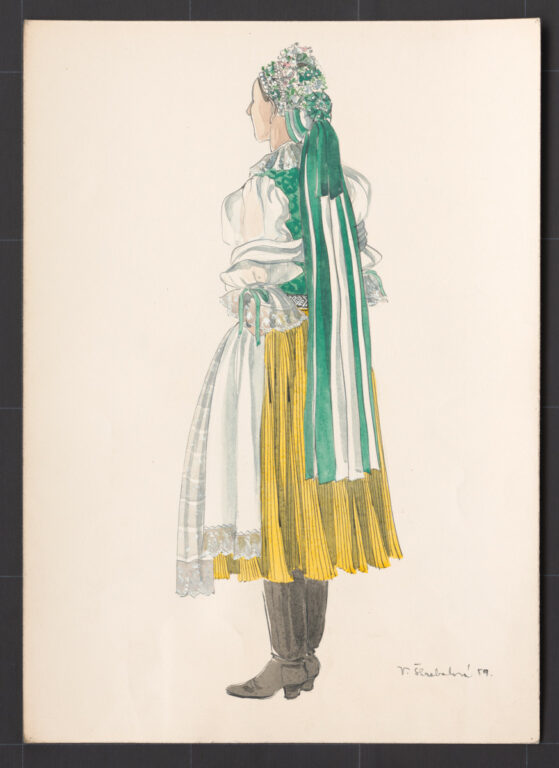 Kresba – odev mladuchy na sobáš