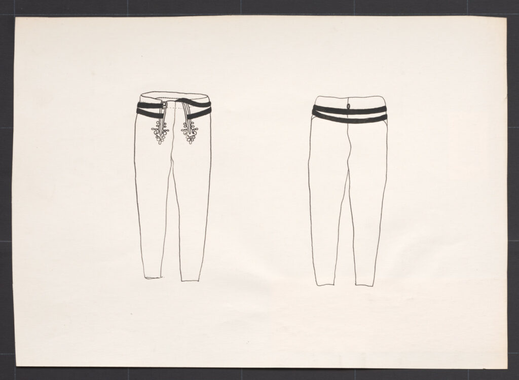 Kresba – remeň dlhý – spôsob opasovania