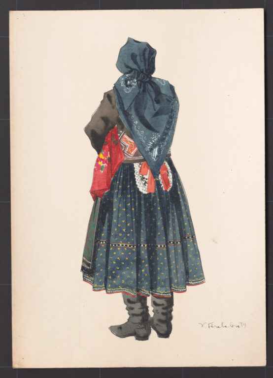 Kresba – odev ženský sviatočný zimný