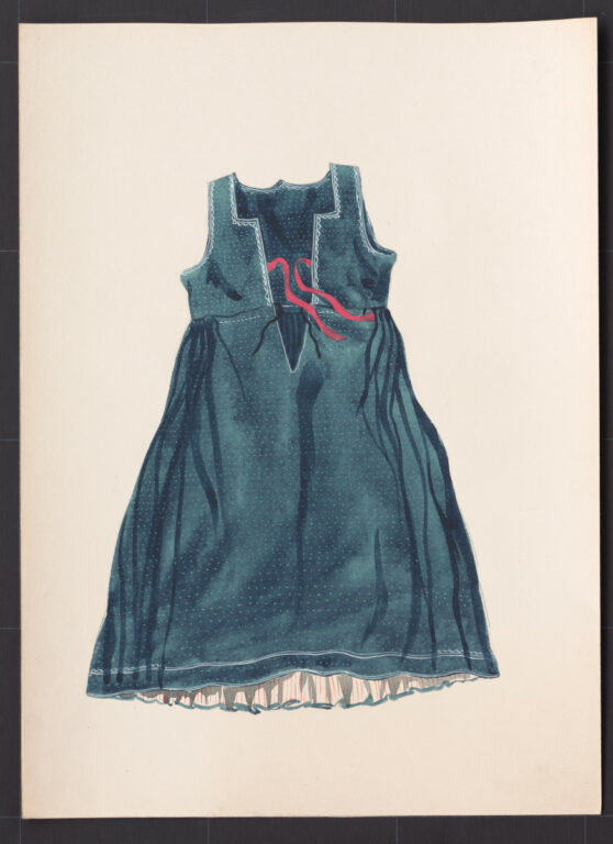 Kresba – sukňa so živôtikom modrotlačová