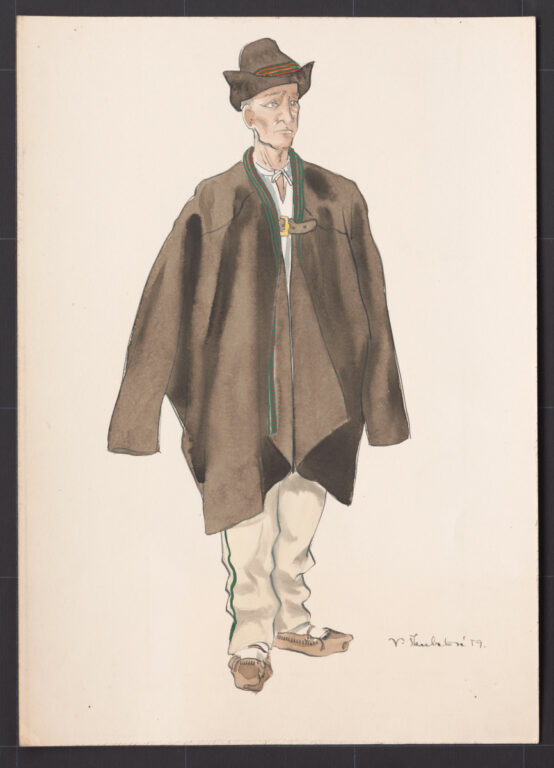 Kresba – muž v kabanici