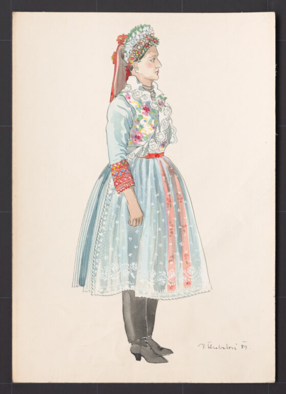 Kresba – mladucha v odeve na sobáš