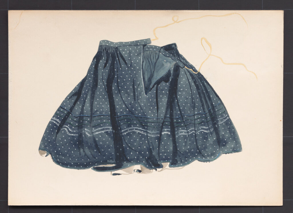 Kresba – sukňa modrotlačová