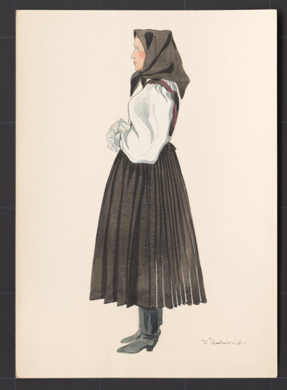 Kresba – odev ženský smútočný