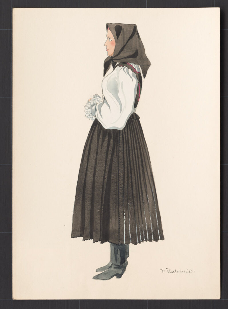 Kresba – odev ženský smútočný