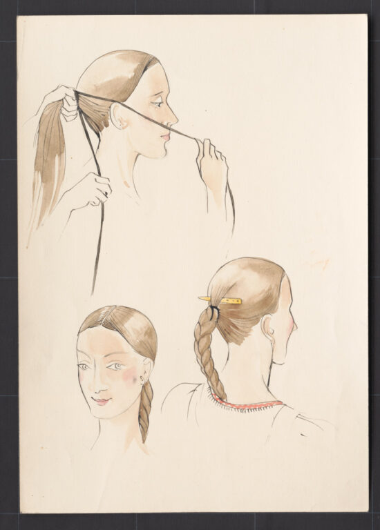 Kresba – účes dievčenský – úprava vlasov pod partu