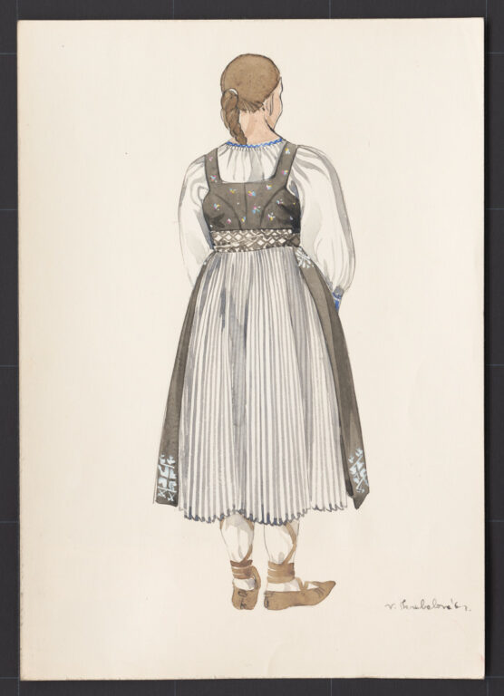 Kresba – odev dievčenský smútočný