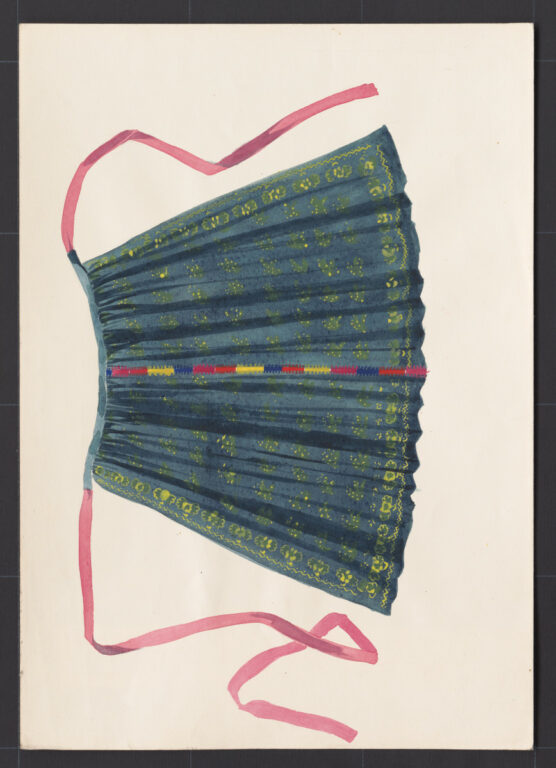 Kresba – zástera modrotlačová