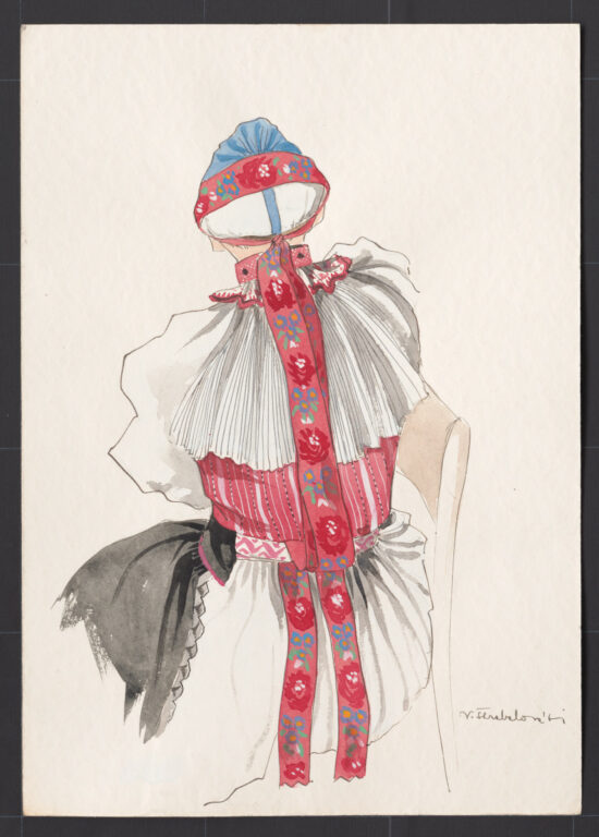 Kresba – odev ženský sviatočný – detail