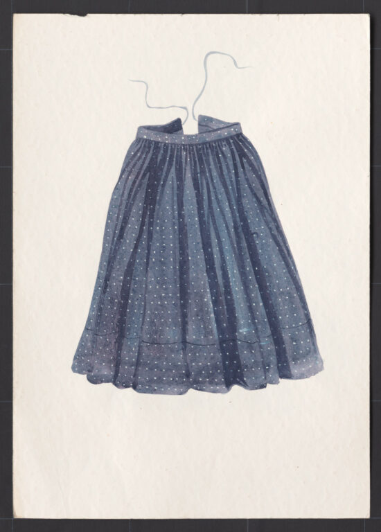 Kresba – sukňa modrotlačová