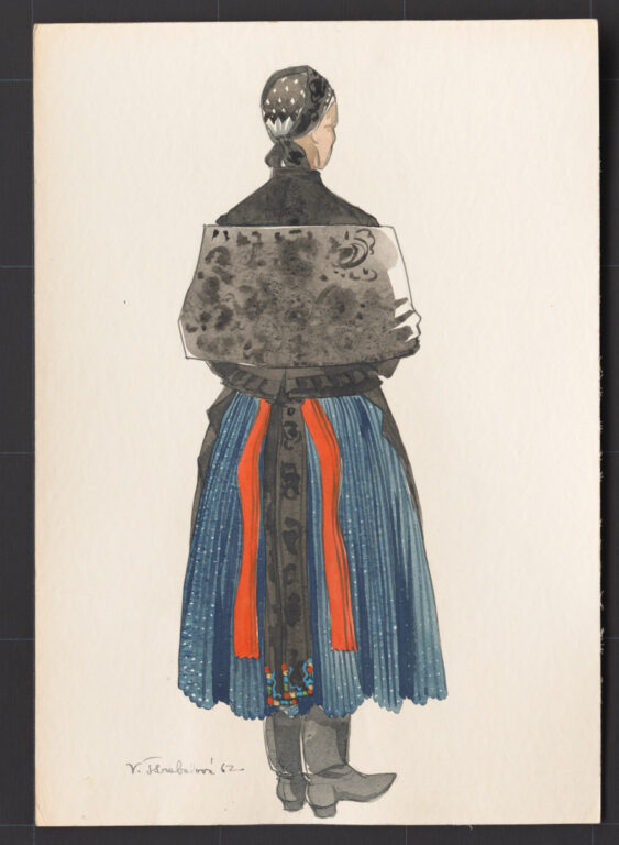 Kresba – odev sviatočný pre staršiu ženu