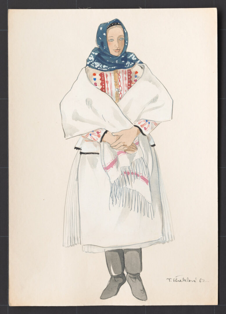 Kresba – odev ženský sviatočný zimný