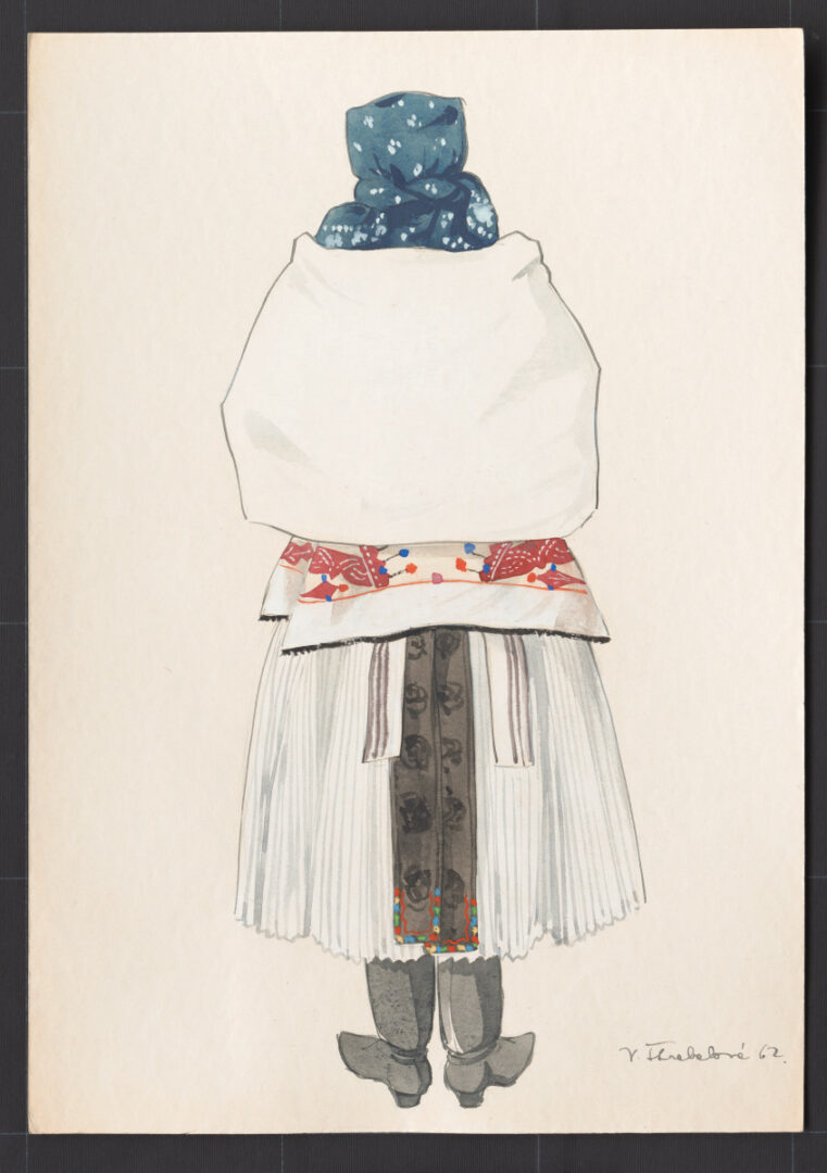 Kresba – odev ženský sviatočný zimný