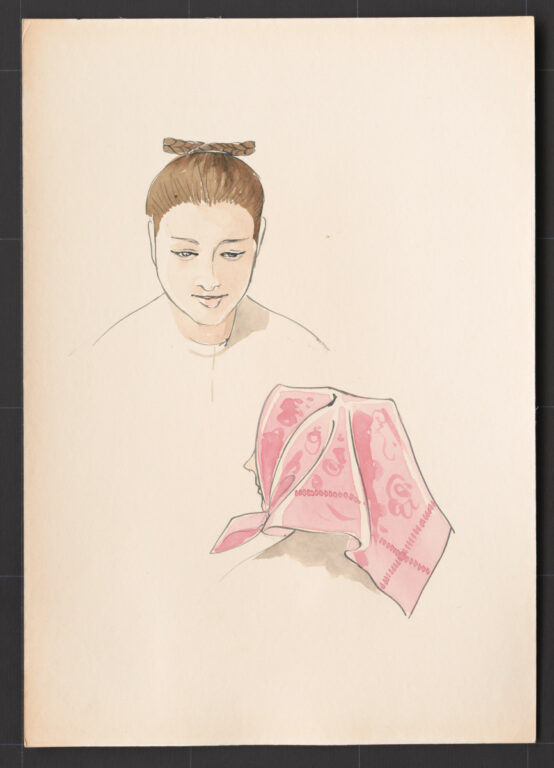 Kresba – účes ženský so šatkou