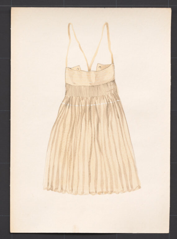 Kresba – ženský konopný rubáš – zozadu