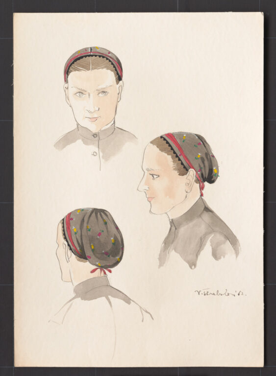 Kresba – čepiec spodný – úprava na hlave