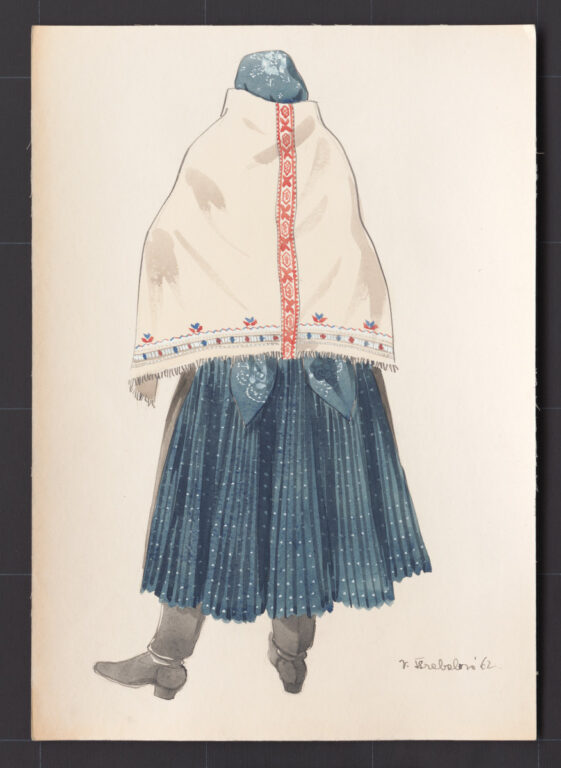 Kresba – žena s plachtou