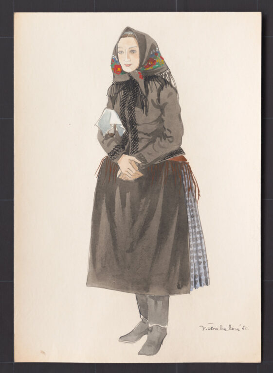 Kresba – odev ženský sviatočný zimný