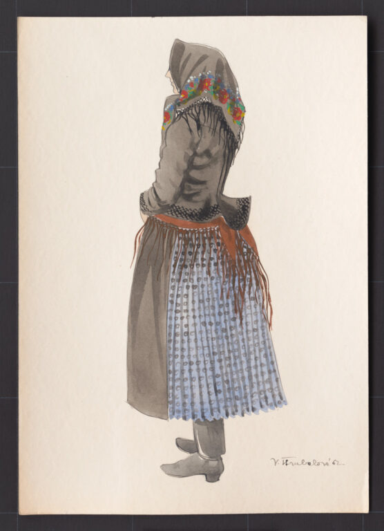 Kresba – odev ženský sviatočný zimný