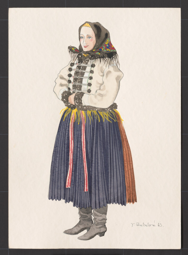 Kresba – odev ženský sviatočný zimný