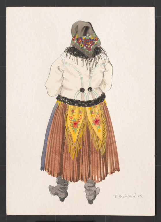 Kresba – odev ženský sviatočný zimný