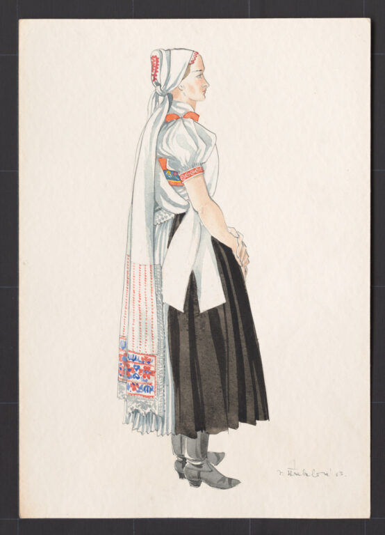 Kresba – odev nevesty po začepčení